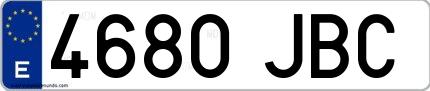 Ejemplo de matrícula española 4680 JBC