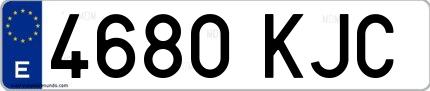 Ejemplo de matrícula española 4680 KJC
