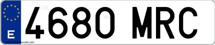 Ejemplo de matrícula española 4680 MRC