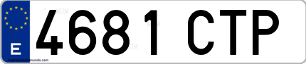 Ejemplo de matrícula de coche ordinaria 4681 CTP
