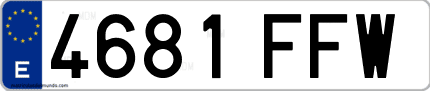 Ejemplo de matrícula de coche ordinaria 4681 FFW