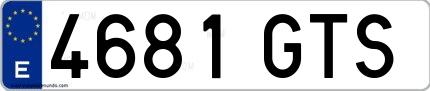 Ejemplo de matrícula española 4681 GTS