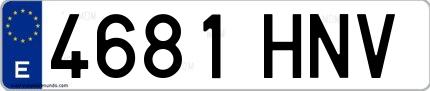 Ejemplo de matrícula española 4681 HNV