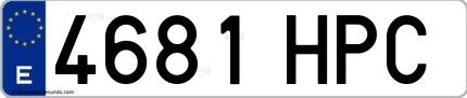 Ejemplo de matrícula española 4681 HPC