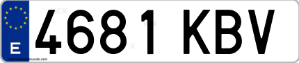 Ejemplo de matrícula de coche ordinaria 4681 KBV