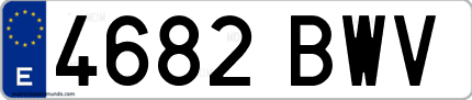 Ejemplo de matrícula de coche ordinaria 4682 BWV