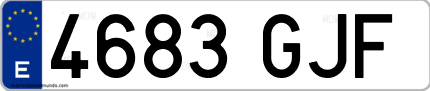Ejemplo de matrícula de coche ordinaria 4683 GJF