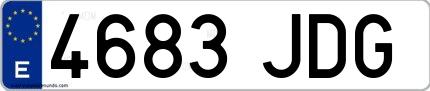 Ejemplo de matrícula española 4683 JDG
