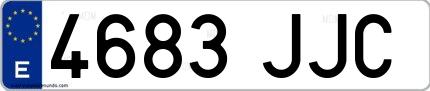 Ejemplo de matrícula española 4683 JJC
