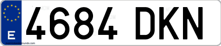 Ejemplo de matrícula de coche ordinaria 4684 DKN