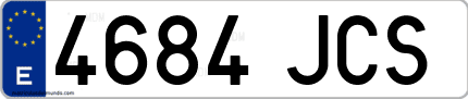 Ejemplo de matrícula de coche ordinaria 4684 JCS