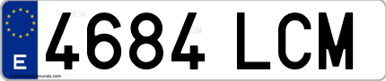 Ejemplo de matrícula de coche ordinaria 4684 LCM