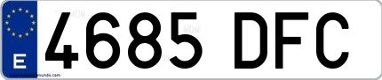 Ejemplo de matrícula española 4685 DFC