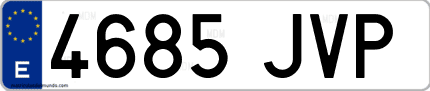 Ejemplo de matrícula de coche ordinaria 4685 JVP