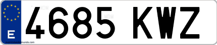 Ejemplo de matrícula de coche ordinaria 4685 KWZ