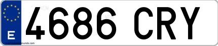 Ejemplo de matrícula española 4686 CRY