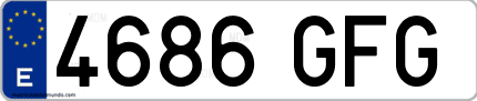 Ejemplo de matrícula de coche ordinaria 4686 GFG