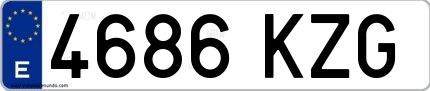Ejemplo de matrícula española 4686 KZG