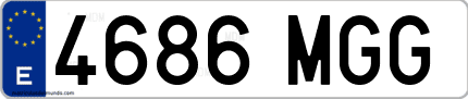 Ejemplo de matrícula de coche ordinaria 4686 MGG