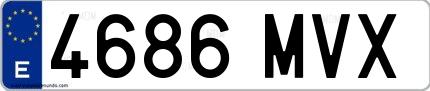 Ejemplo de matrícula española 4686 MVX