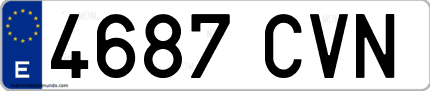 Ejemplo de matrícula de coche ordinaria 4687 CVN