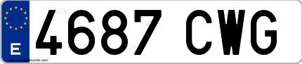 Ejemplo de matrícula española 4687 CWG
