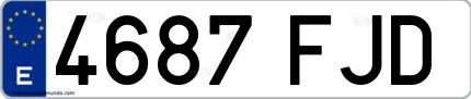 Ejemplo de matrícula española 4687 FJD