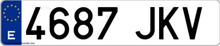 Ejemplo de matrícula de coche ordinaria 4687 JKV