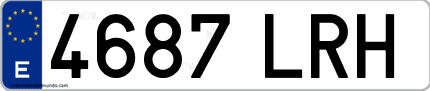 Ejemplo de matrícula de coche ordinaria 4687 LRH