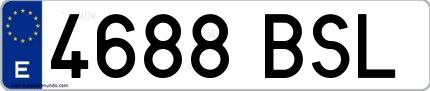 Ejemplo de matrícula española 4688 BSL