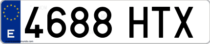 Ejemplo de matrícula de coche ordinaria 4688 HTX