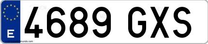 Ejemplo de matrícula española 4689 GXS
