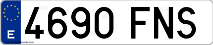 Ejemplo de matrícula de coche ordinaria 4690 FNS