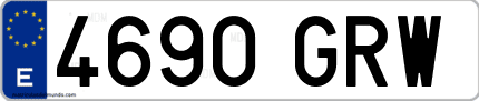 Ejemplo de matrícula de coche ordinaria 4690 GRW