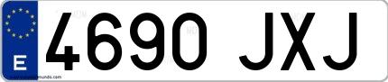 Ejemplo de matrícula española 4690 JXJ