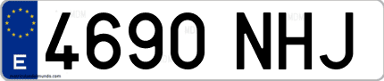 Ejemplo de matrícula de coche ordinaria 4690 NHJ