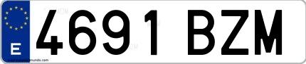 Ejemplo de matrícula española 4691 BZM