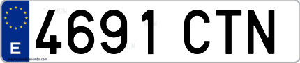 Ejemplo de matrícula de coche ordinaria 4691 CTN
