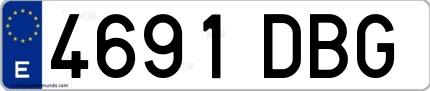 Ejemplo de matrícula española 4691 DBG