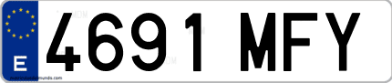 Ejemplo de matrícula de coche ordinaria 4691 MFY