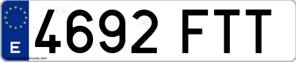 Ejemplo de matrícula de coche ordinaria 4692 FTT
