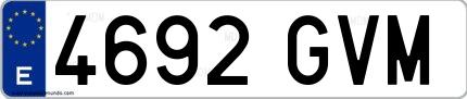 Ejemplo de matrícula española 4692 GVM