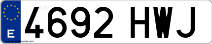 Ejemplo de matrícula de coche ordinaria 4692 HWJ