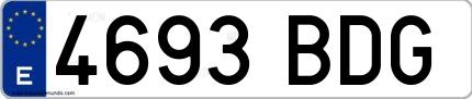 Ejemplo de matrícula española 4693 BDG