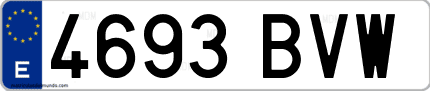 Ejemplo de matrícula de coche ordinaria 4693 BVW