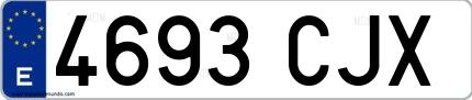 Ejemplo de matrícula española 4693 CJX