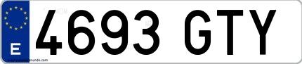 Ejemplo de matrícula española 4693 GTY