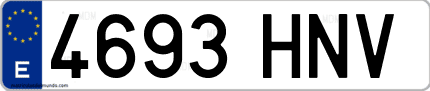 Ejemplo de matrícula de coche ordinaria 4693 HNV