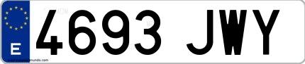 Ejemplo de matrícula española 4693 JWY
