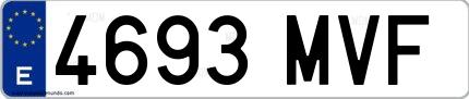 Ejemplo de matrícula española 4693 MVF
